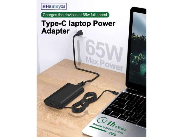 Alt view image 2 of 6 - 65W 45W Laptop Charger USB C - Compatible with Latitude 5420 5520 7275 7420 7410 7370 XPS 13 9350 9250 9380 9370 9360 9365 Adapter Power Cord