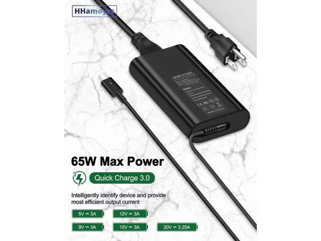 Alt view image 4 of 6 - 65W 45W Laptop Charger USB C - Compatible with Latitude 5420 5520 7275 7420 7410 7370 XPS 13 9350 9250 9380 9370 9360 9365 Adapter Power Cord