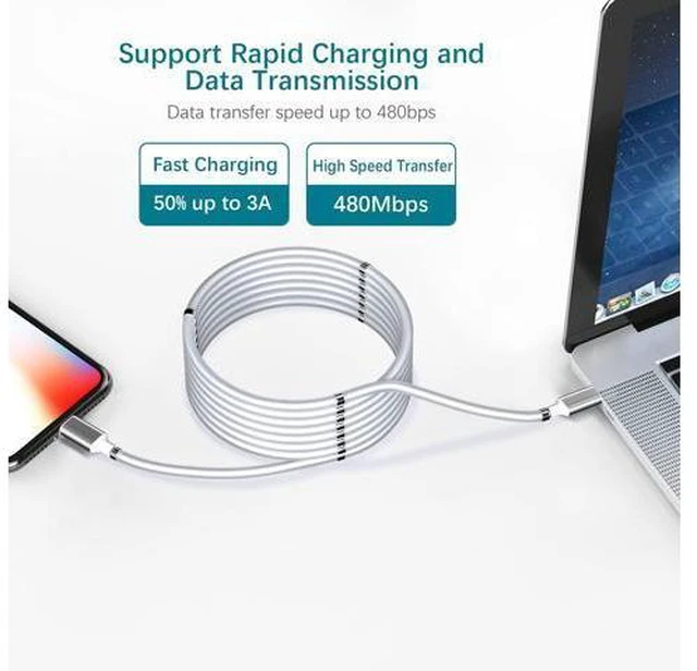 Alt view image 6 of 7 - Magnetic USB C to Lightning iPhone Cable Type C Super Organized Charging Magnetic Absorption Nano Data Cable Compatible iPhone 14/13/12/11/Mini/Pro/Max/X/XR/8/SE iPad Air/Pro/Mini_2