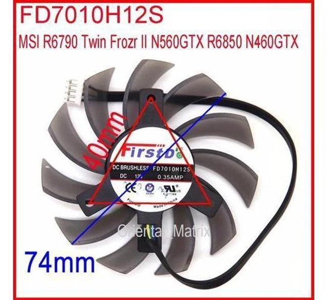 Main image of FD7010H12S DC 12V 0.35A 75mm 40x40x40mm For MSI R6790 Twin Frozr II N560GTX R6850 N460GTX Graphics Card Fan