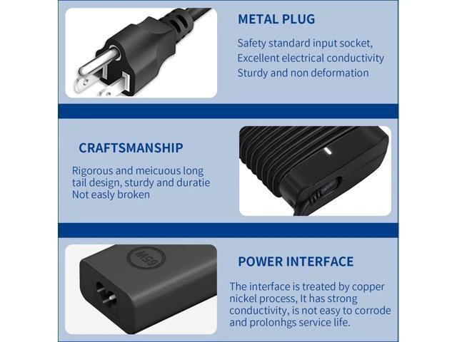 Alt view image 4 of 6 - New Slim 65W 60W USB C Laptop Charger Compatible with Laptop Charger USB C Latitude 5420 5440 5430 5520 5530 5540 7420 7440 7390 7400 XPS 13 Chromebook 3100 AC Adapter Type C Power Cord