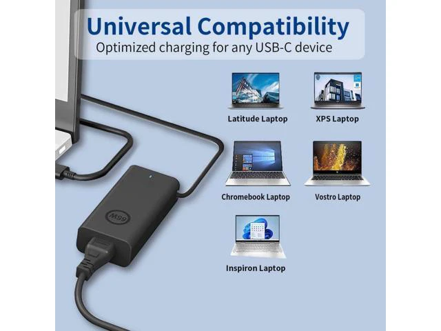 Alt view image 5 of 6 - New Slim 65W 60W USB C Laptop Charger Compatible with Laptop Charger USB C Latitude 5420 5440 5430 5520 5530 5540 7420 7440 7390 7400 XPS 13 Chromebook 3100 AC Adapter Type C Power Cord