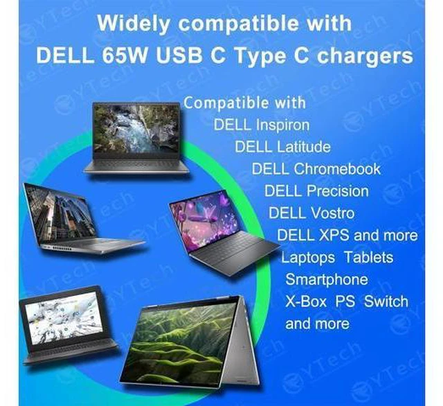 Alt view image 6 of 7 - 2025 New 65W USB C Laptop Charger Compatible with XPS 12 13 Chromebook 3100 and Latitude 3000 5000? Series