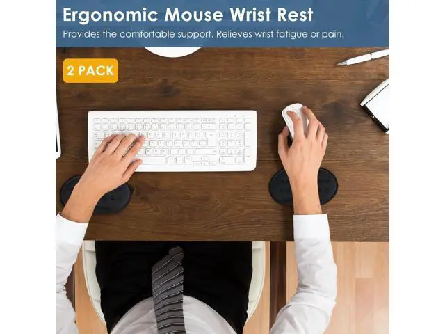 Alt view image 2 of 6 - 2 Pack Mouse Wrist Rest Ergonomic Desk Wrist Pad for Mouse Comfortable Computer Mouse Wrist Support with Memory Foam Fillings Non-Slip Base (Black)