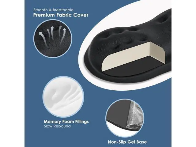 Alt view image 5 of 6 - 2 Pack Mouse Wrist Rest Ergonomic Desk Wrist Pad for Mouse Comfortable Computer Mouse Wrist Support with Memory Foam Fillings Non-Slip Base (Black)