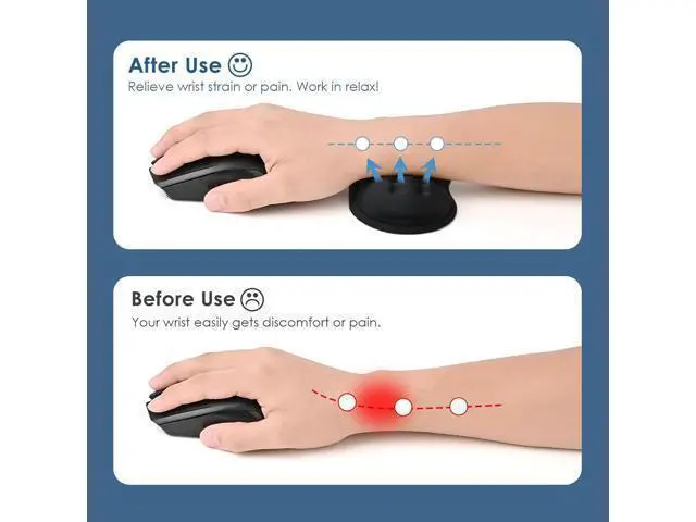 Alt view image 3 of 6 - 2 Pack Mouse Wrist Rest Ergonomic Desk Wrist Pad for Mouse Comfortable Computer Mouse Wrist Support with Memory Foam Fillings Non-Slip Base (Black)