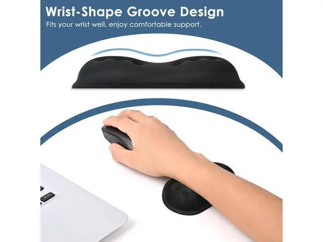 Alt view image 4 of 6 - 2 Pack Mouse Wrist Rest Ergonomic Desk Wrist Pad for Mouse Comfortable Computer Mouse Wrist Support with Memory Foam Fillings Non-Slip Base (Black)