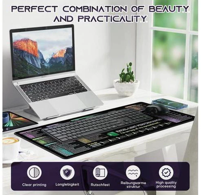 Alt view image 5 of 7 - Excel Cheat Sheet Desk pad|excel Mouse pad|Contains Excel Shortcut Keys Lager Mouse pad for Desk| XL31.5 * 11.8in Size|Desk mat for Keyboard and Mouse|Mouse Pads|WaterproofAnti-SlipSmooth