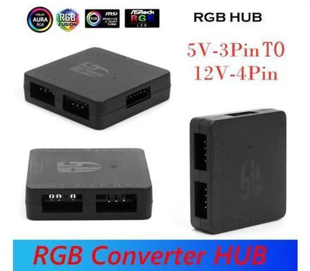 Main image of Convertidor RGB de 5V a 12V, Hub de transferencia RGB, instalación de interfaz magnética SATA para RGB, 3 pines, M/B, ASUS, Gigabyte y MSI