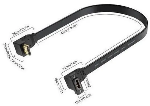 Alt view image 7 of 7 - HDMI Extension Cable 4K 60Hz HDMI Extender Cord High Speed 90-Degree Angle HDMI Male to Female Extension Wire (M/F)