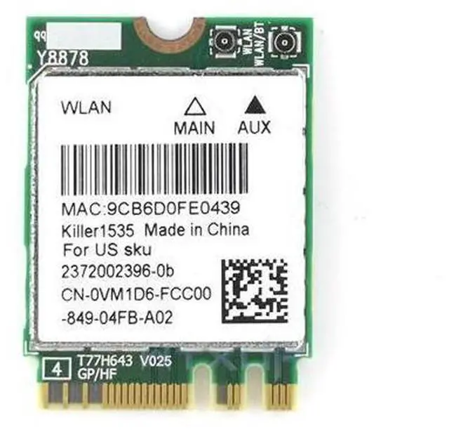 Main image of Killer 1535 QCNFA364A 802.11ac NGFF WiFi Card 867mbps For MSI GT72 GT80 GS60 GE62 GE72 PE60 PE70 / Dell Alienware 13 R2 17 Kill