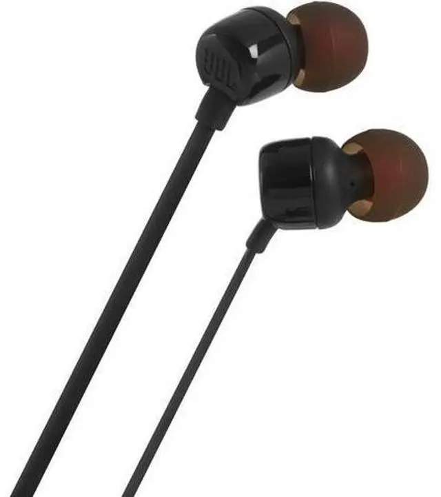 Alt view image 5 of 5 - Tune 110 - in-Ear Headphones Pure Bass Sound 1-Button Remote Microphone and Tangle-Free Flat Cable (Black)