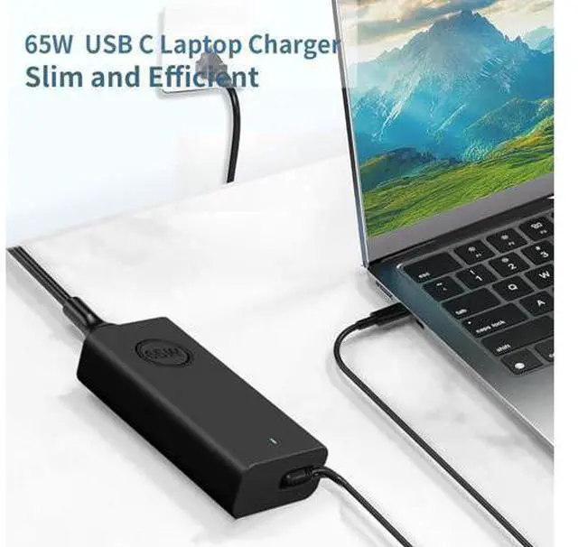 Alt view image 6 of 6 - New Slim 65W USB C Laptop Charger Replacement for Laptop Charger USB C Compatible with Latitude 5420 5520 5540 7420 7410 3450 5290 7400 XPS 13 Chromebook 3100 Type C AC Adapter Power Cord