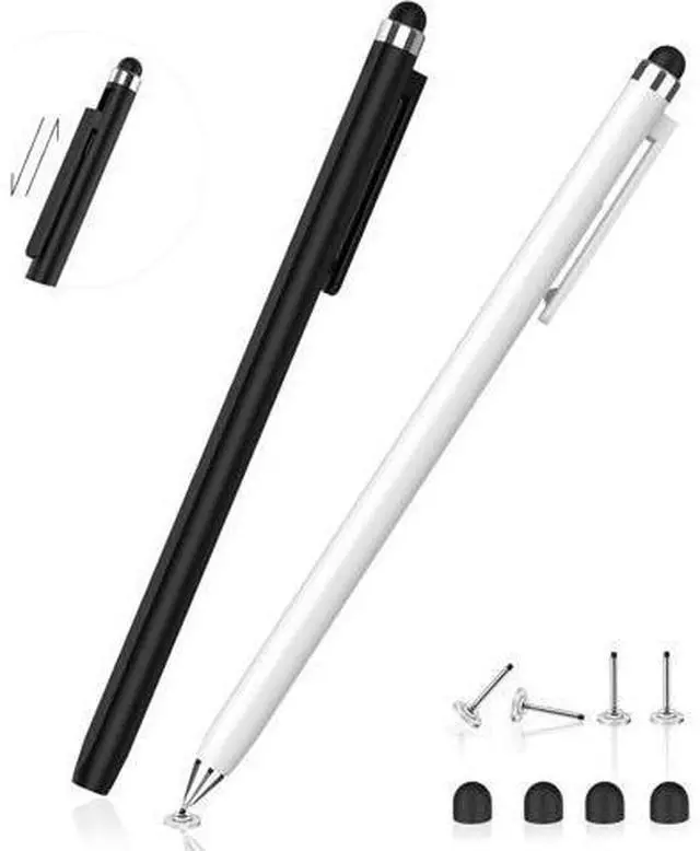 Main image of Stylus Pen for Touch Screen(2 Pack) - 2-in-1 High Sensitivity Retractable Stylus with Smaller Disc Tip Universal Stylus for iPad iPhone Tablets All Capacitive Touchscreen Devices (Black + White)
