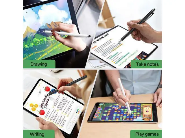 Alt view image 7 of 7 - Stylus Pen for Touch Screen(2 Pack) - 2-in-1 High Sensitivity Retractable Stylus with Smaller Disc Tip Universal Stylus for iPad iPhone Tablets All Capacitive Touchscreen Devices (Black + White)