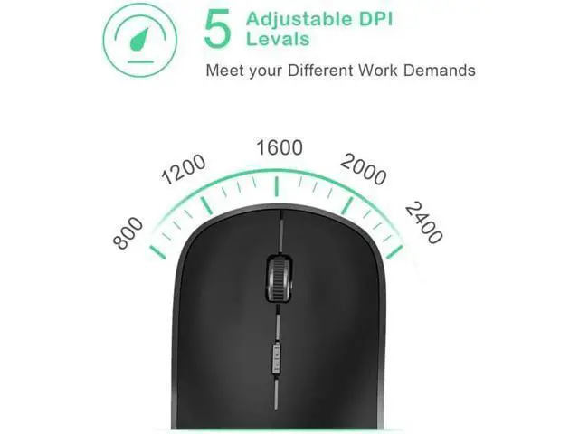 Alt view image 3 of 7 - Wireless Mouse 2.4G Portable Slim Silent Computer Mouse Wireless with USB Nano Receiver 2400 DPI for Notebook Laptop PC - Black