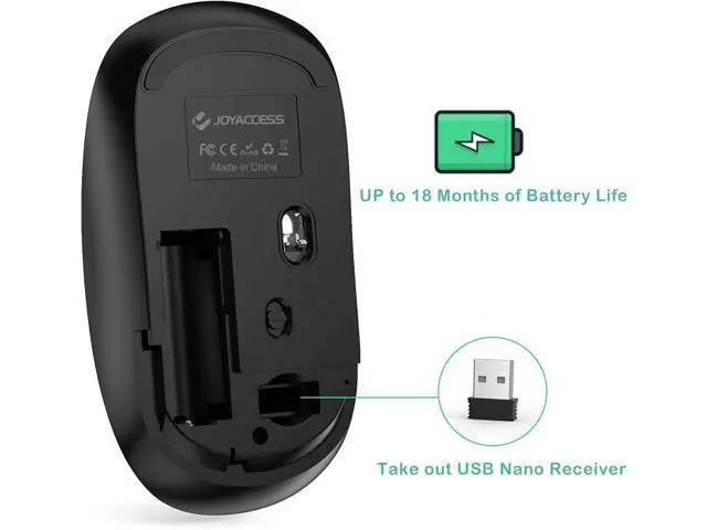 Alt view image 4 of 7 - Wireless Mouse 2.4G Portable Slim Silent Computer Mouse Wireless with USB Nano Receiver 2400 DPI for Notebook Laptop PC - Black