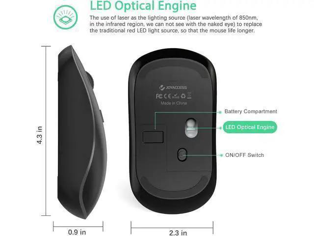 Alt view image 5 of 7 - Wireless Mouse 2.4G Portable Slim Silent Computer Mouse Wireless with USB Nano Receiver 2400 DPI for Notebook Laptop PC - Black