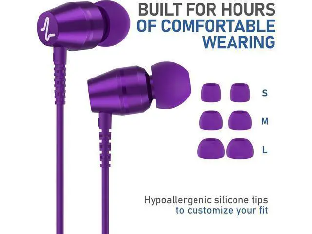 Alt view image 6 of 7 - OMNITONE Wired Earbuds in-Ear Headphones 5 Years Warranty Earphones with Microphone 3.5 mm Jack Corded Ear Buds Videoconference for iPhone Laptop Kids School Students - Purple