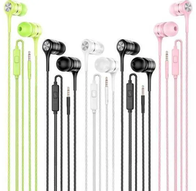 Main image of Wired Earbuds with Microphone 5 Pack in-Ear Headphones with Heavy Bass High Sound Quality Earphones Compatible with iPad Laptop MP3 Android Smartphones Fits All 3.5mm Jack Device