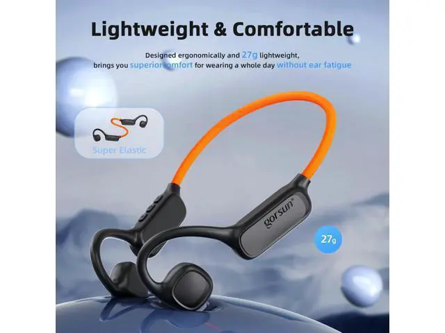 Alt view image 3 of 7 - vinamass Open Ear Headphones, Air Conduction Headphones Bluetooth 5.4, Wireless Headphones with LED Beacon String, 10H Playtime, Sports Headphone for Running & Outdoor