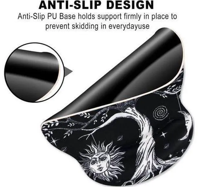 Alt view image 3 of 6 - Mouse Pad Wrist Rest Support Gel Ergonomic Mouse Pads with Non Slip PU Base Mouse Wrist Rest Pad for Laptop Computer Home Office Working Gaming Pain Relief Moon & Sun