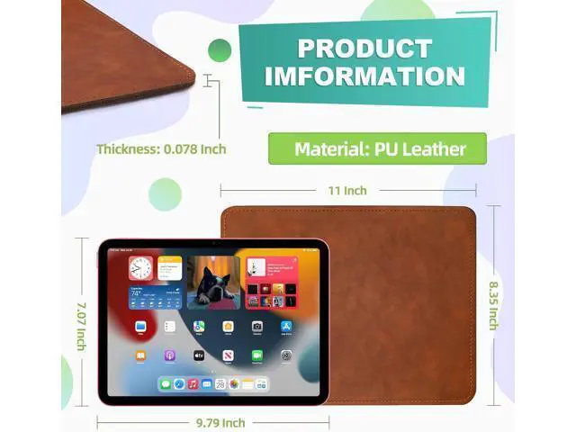 Alt view image 2 of 7 - Mouse Pad PU Mouse PadLeather Mouse Pad with Stitched Edge Micro-Fiber Base with Non-Slip WaterproofMouse Pad for ComputersLaptop 8x11Inch (Caramel Brown)