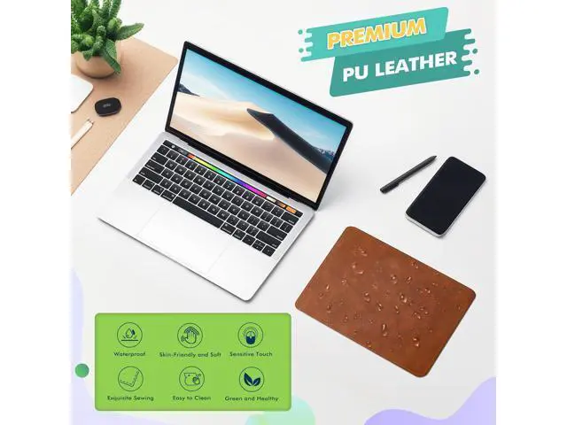 Alt view image 5 of 7 - Mouse Pad PU Mouse PadLeather Mouse Pad with Stitched Edge Micro-Fiber Base with Non-Slip WaterproofMouse Pad for ComputersLaptop 8x11Inch (Caramel Brown)