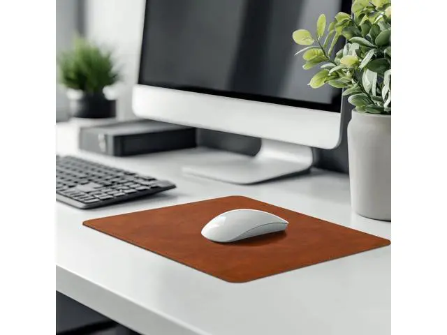 Alt view image 7 of 7 - Mouse Pad PU Mouse PadLeather Mouse Pad with Stitched Edge Micro-Fiber Base with Non-Slip WaterproofMouse Pad for ComputersLaptop 8x11Inch (Caramel Brown)