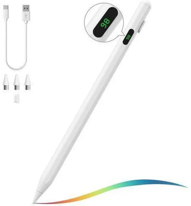 Main image of Stylus Pen for Touch Screen Active Universal Stylus Pen Compatible with iPad/iPhone/(Non-S Pen) and Other iOS/Android Smartphone and Tablet Devices Tablet Pencil with Power Display White