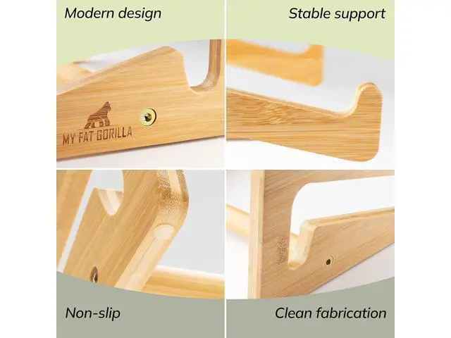 Alt view image 6 of 7 - Bamboo Laptop Stand 10-15 inches Universal Laptop Shelf Ergonomic MacBook Holder Laptop Riser for Desk