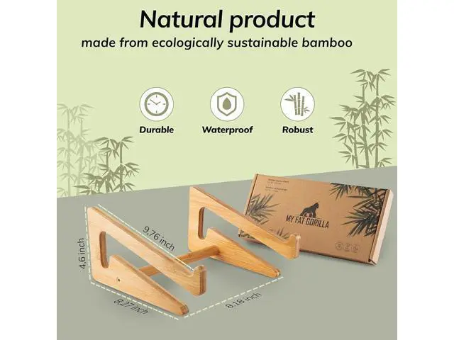 Alt view image 7 of 7 - Bamboo Laptop Stand 10-15 inches Universal Laptop Shelf Ergonomic MacBook Holder Laptop Riser for Desk