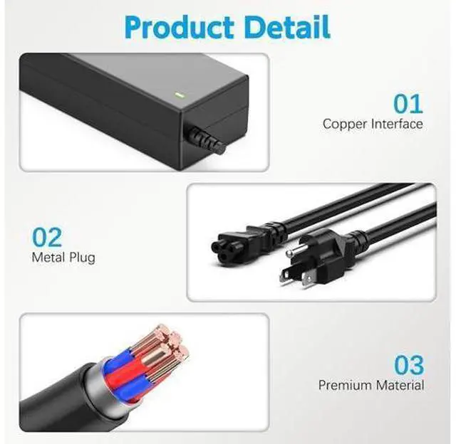 Alt view image 5 of 6 - 65W Laptop Charger Compatible with Inspiron 13 14 15 16 17 3000 5000 7000 Series Latitude 3310 3420 3540 Vostro 3425 3520 5630 Power Supply Compatible with Laptops with Round Connector