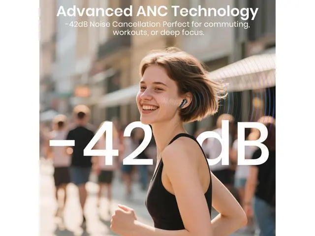 Alt view image 2 of 7 - Wireless Earbuds 5.4 Bluetooth Headphones 100H Bluetooth Earbuds Active Noise Cancelling Earphones in-Ear Earbud with 4 ENC Noise Cancelling Mic IP5 Waterproof Earphones for Android iOS