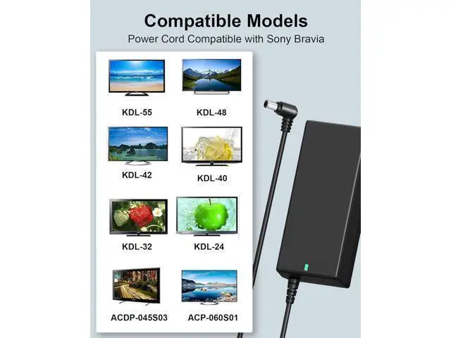 Alt view image 4 of 7 - 90W 19.5V 4.7A Laptop Charger Compatible with Sony Vaio VGP PCG Series 19.5V Power Cord with Bravia TV KDL Series KDL-32W600D KDL-40W650D KDL-40R510C KDL-48R510C KDL-48W600B KDL-40W600B