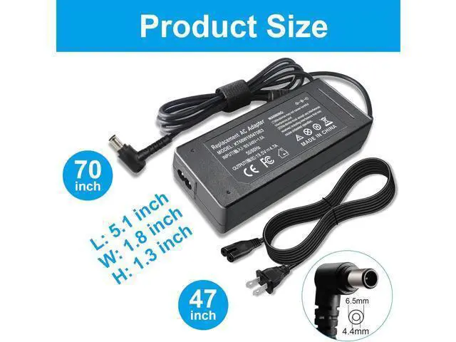 Alt view image 7 of 7 - 90W 19.5V 4.7A Laptop Charger Compatible with Sony Vaio VGP PCG Series 19.5V Power Cord with Bravia TV KDL Series KDL-32W600D KDL-40W650D KDL-40R510C KDL-48R510C KDL-48W600B KDL-40W600B