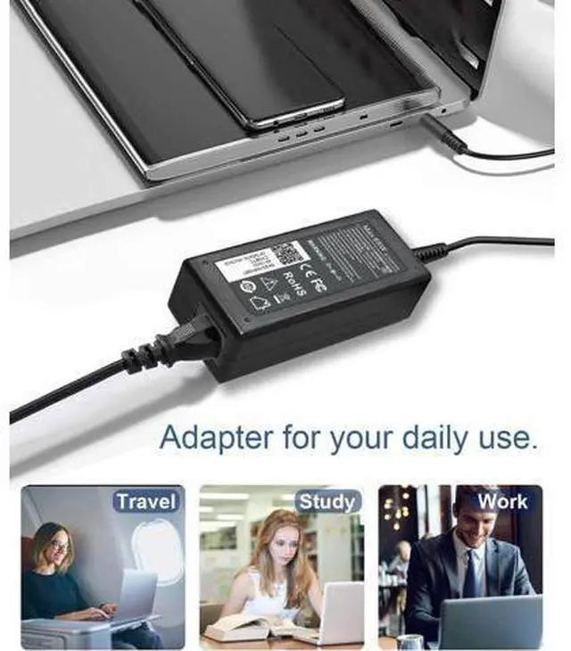 Alt view image 6 of 6 - 65W 45W AC Adapter Replacement for Laptop Charger for inspiron 15 13 14 17 3000 5000 7000 Series 5100 5567 5559 Latitude 5400 5480 5580 7480 3520 la65ns2-01 - 4.5mm and 7.4mm jack