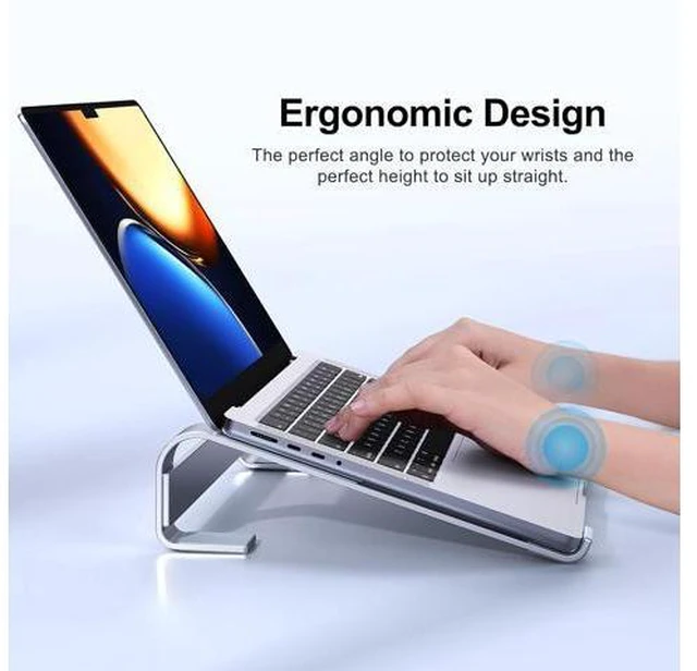 Alt view image 2 of 6 - Laptop Stand for Desk Aluminum Laptop Riser Ergonomic Computer Stand Compatible with for MacBook Pro/Air HP 10-17.3 (Silver)
