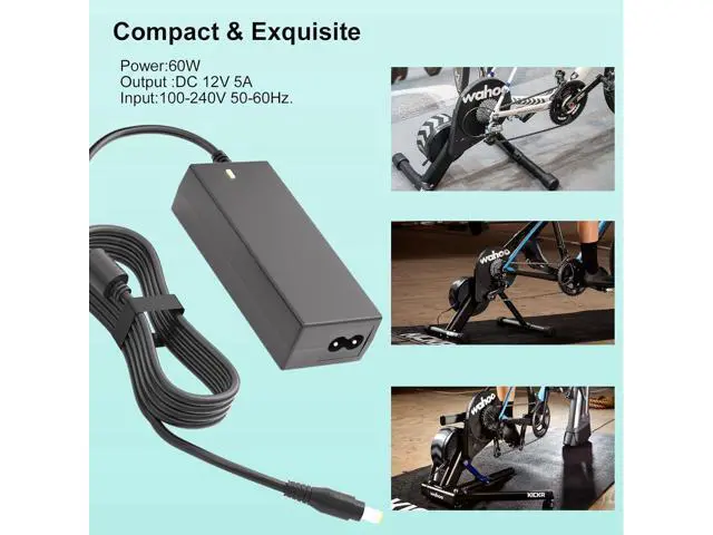Alt view image 7 of 7 - 12V AC Charger Cord for Wahoo WFBKTR4 WF123 Power Charger to Power Wahoo KICKR Core Indoor Cycling Training Bike Compatible with SUN1200500 SUN-1200500 (Black) DC Adapter Power Cord