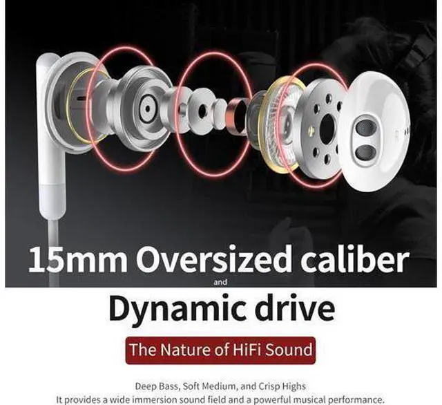 Alt view image 3 of 6 - Wired Earbuds with Microphone Wired Earphones in Ear Headphones HiFi Stereo Powerful Bass and Crystal Clear Audio Compatible with iPhone iPad Android Computer Most with 3.5mm Jack