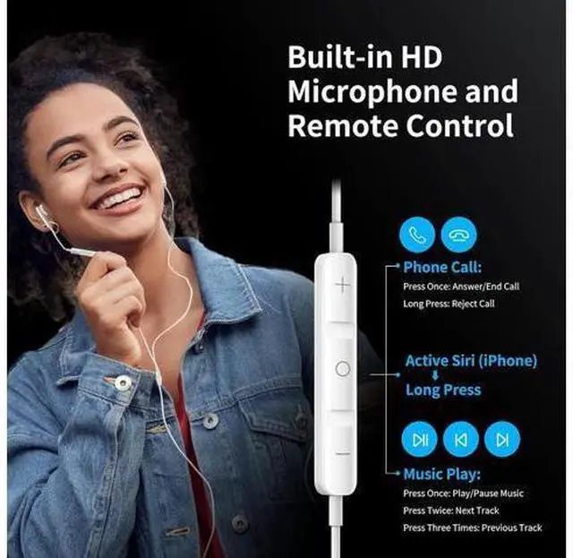 Alt view image 4 of 6 - Wired Earbuds with Microphone Wired Earphones in Ear Headphones HiFi Stereo Powerful Bass and Crystal Clear Audio Compatible with iPhone iPad Android Computer Most with 3.5mm Jack
