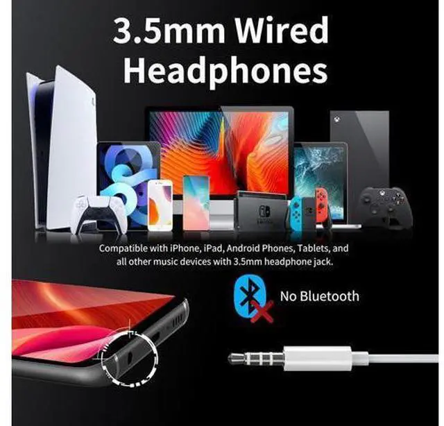 Alt view image 5 of 6 - Wired Earbuds with Microphone Wired Earphones in Ear Headphones HiFi Stereo Powerful Bass and Crystal Clear Audio Compatible with iPhone iPad Android Computer Most with 3.5mm Jack