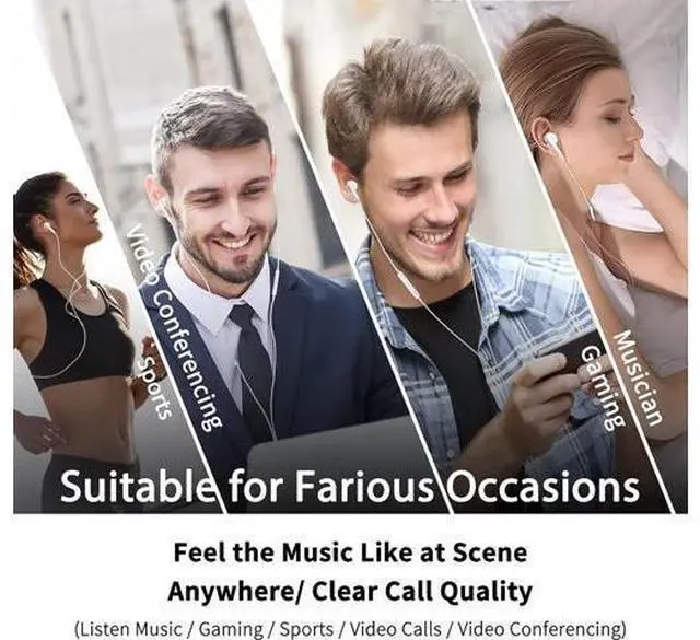 Alt view image 6 of 6 - Wired Earbuds with Microphone Wired Earphones in Ear Headphones HiFi Stereo Powerful Bass and Crystal Clear Audio Compatible with iPhone iPad Android Computer Most with 3.5mm Jack