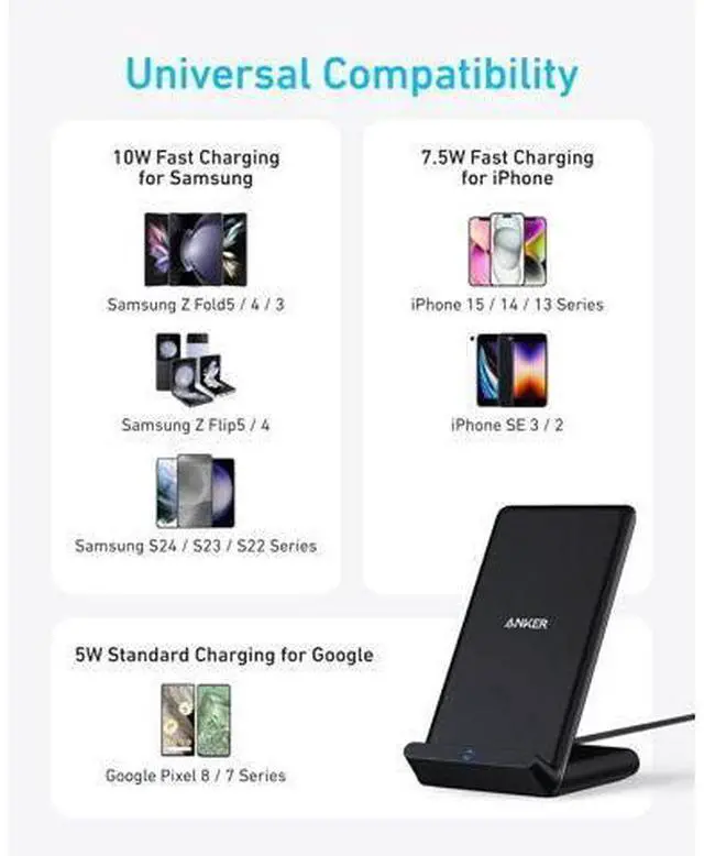 Alt view image 3 of 6 - 313 Wireless Charger (Stand) Qi-Certified for iPhone 17/17/17 Pro/17 Pro Max/15/14/13 10W Fast-Charging Galaxy S23 S22 S21(No AC Adapter)