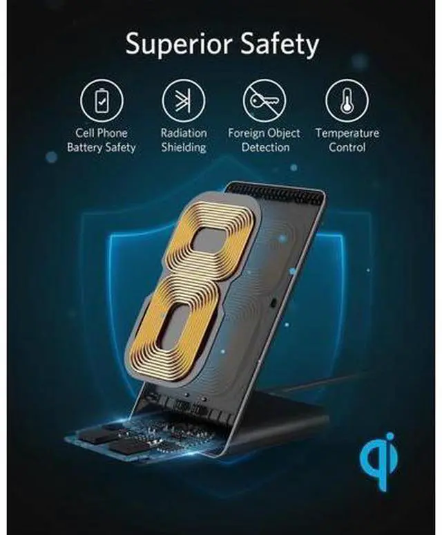 Alt view image 5 of 6 - 313 Wireless Charger (Stand) Qi-Certified for iPhone 17/17/17 Pro/17 Pro Max/15/14/13 10W Fast-Charging Galaxy S23 S22 S21(No AC Adapter)