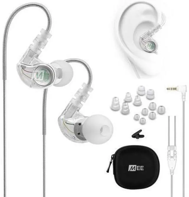 Main image of M6 Sport Wired Earbuds Noise Isolating In Ear Headphones Sweatproof Earphones for Running/Gym/Workouts with Dynamic Enhanced Bass Sound Memory Wire Earhooks 3.5mm Jack Plug (Clear)