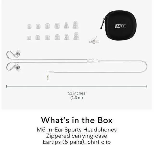 Alt view image 5 of 6 - M6 Sport Wired Earbuds Noise Isolating In Ear Headphones Sweatproof Earphones for Running/Gym/Workouts with Dynamic Enhanced Bass Sound Memory Wire Earhooks 3.5mm Jack Plug (Clear)