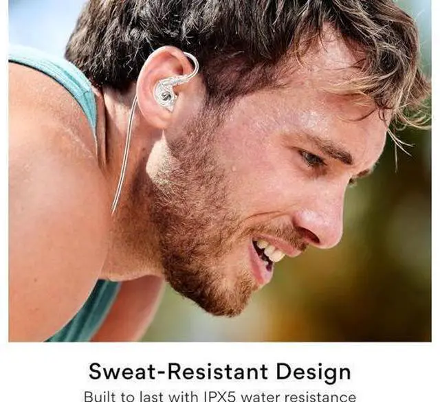 Alt view image 2 of 6 - M6 Sport Wired Earbuds Noise Isolating In Ear Headphones Sweatproof Earphones for Running/Gym/Workouts with Dynamic Enhanced Bass Sound Memory Wire Earhooks 3.5mm Jack Plug (Clear)