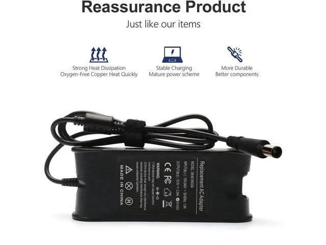 Alt view image 3 of 7 - 19.5V 3.34A 65W AC Adapter Laptop Charger Compatible with Latitude 3190 3189 5400 5480 5490 7490 E5500 E5470 E6430 E6500 E6530 Chromebook 11 3120 3180 3189 Series