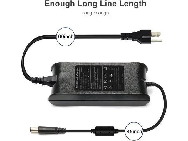 Alt view image 7 of 7 - 19.5V 3.34A 65W AC Adapter Laptop Charger Compatible with Latitude 3190 3189 5400 5480 5490 7490 E5500 E5470 E6430 E6500 E6530 Chromebook 11 3120 3180 3189 Series